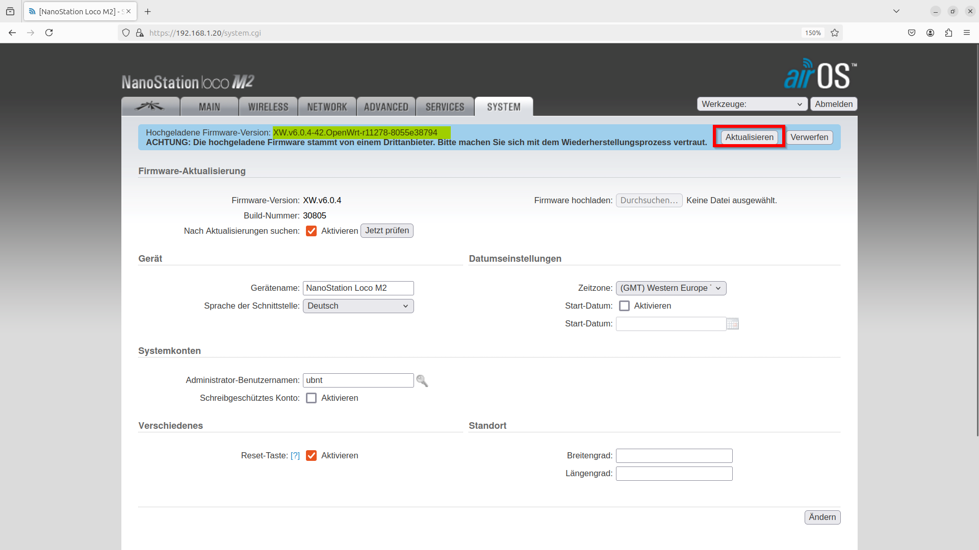 08 Button "aktualisieren" betätigen
