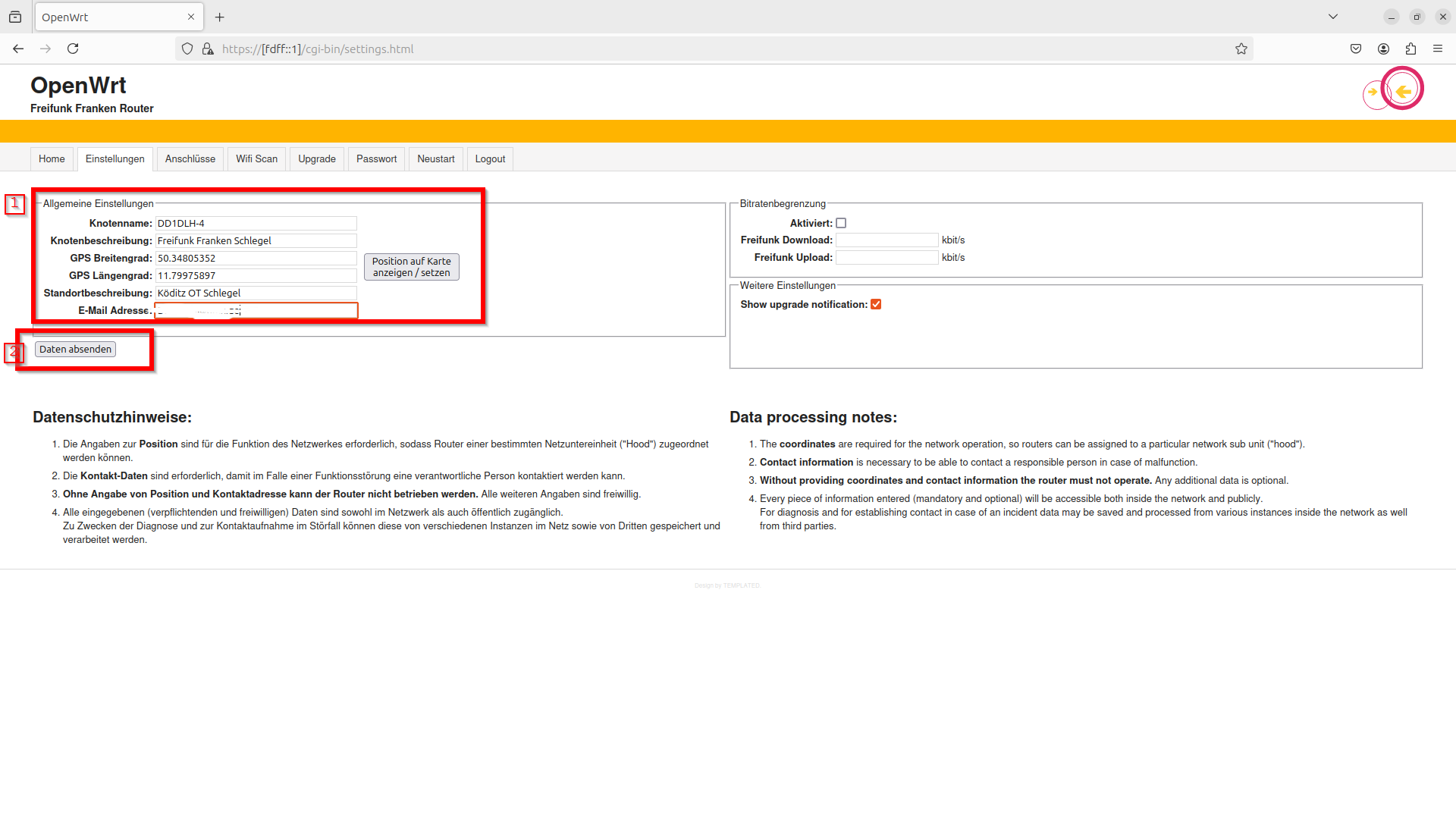 11. Angaben zum Standort erfassen